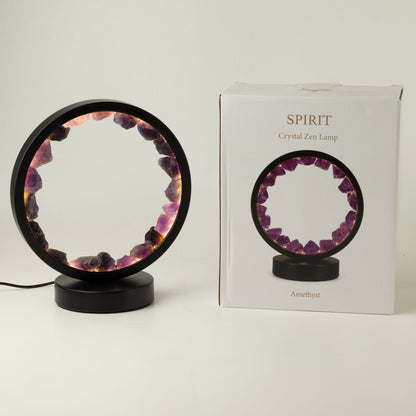 Lampe Halo en Améthyste Brute – Cercle Lumineux USB