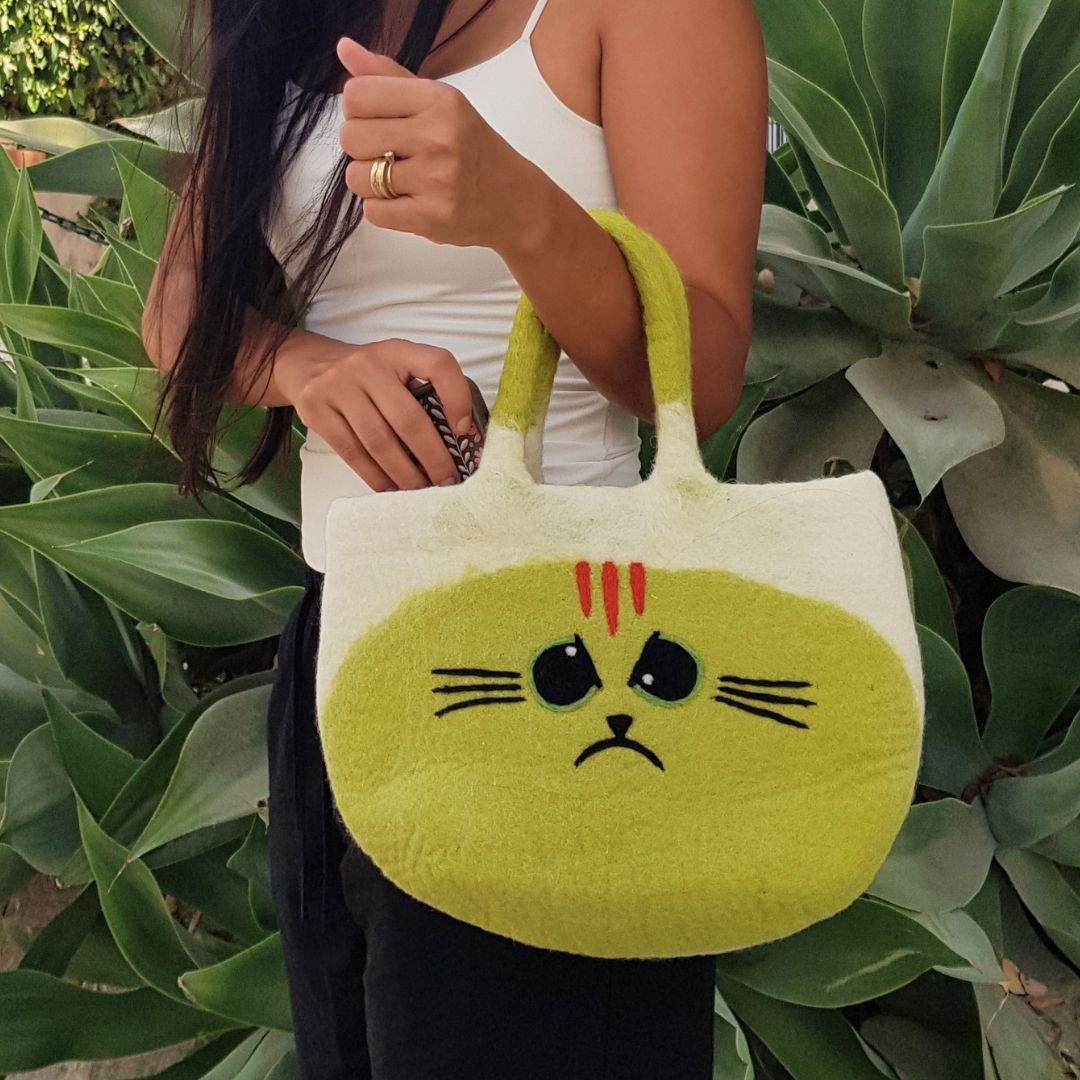 Grand Sac en Feutre Chat Grognon