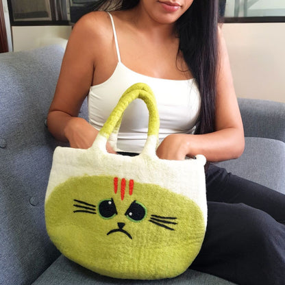 Grand Sac en Feutre Chat Grognon