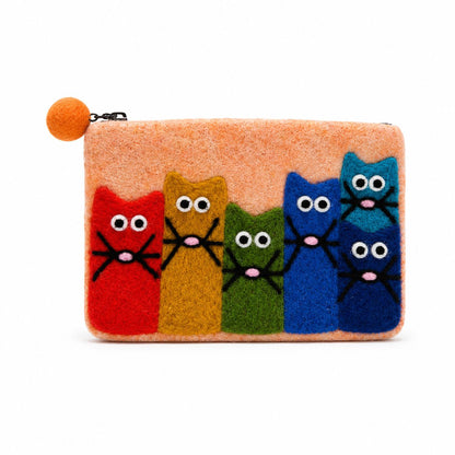 Lot de 3 Trousses en Feutre – Chats Curieux