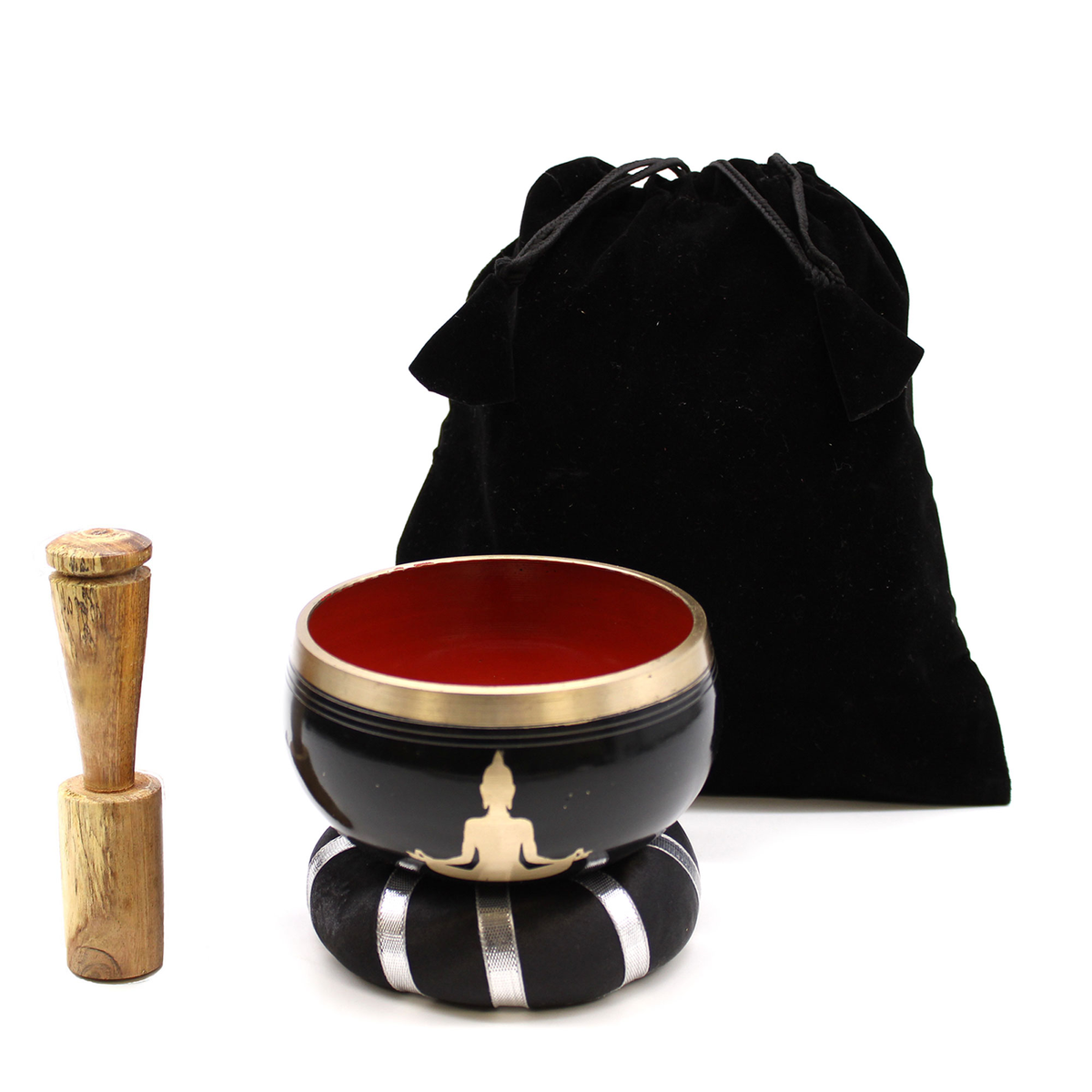 Détail du Bouddha doré sur le bol noir