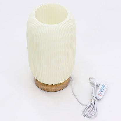 Lampe de Chevet Colonne Torsadée – Veilleuse USB-C à Socle Bois