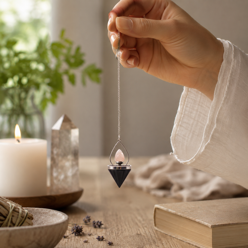 Détail du contraste entre l'agate noire et le quartz rose dans la cage