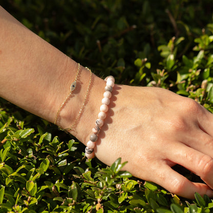 Bracelet Jaspe Rose Perles 6 mm – Élastique, 17 cm