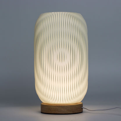 Lampe de Chevet Colonne Torsadée – Veilleuse USB-C à Socle Bois