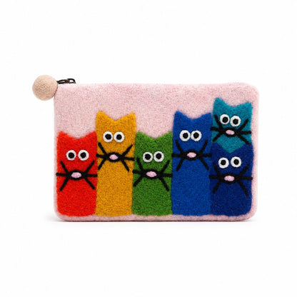 Lot de 3 Trousses en Feutre – Chats Curieux