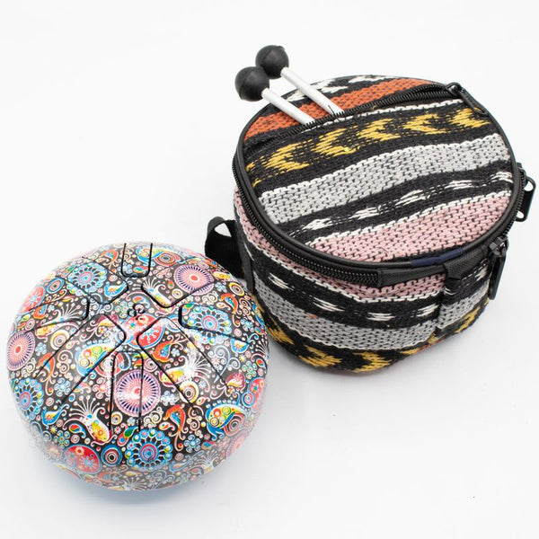 Tongue drum en acier 13 cm multicolore avec maillets et étui