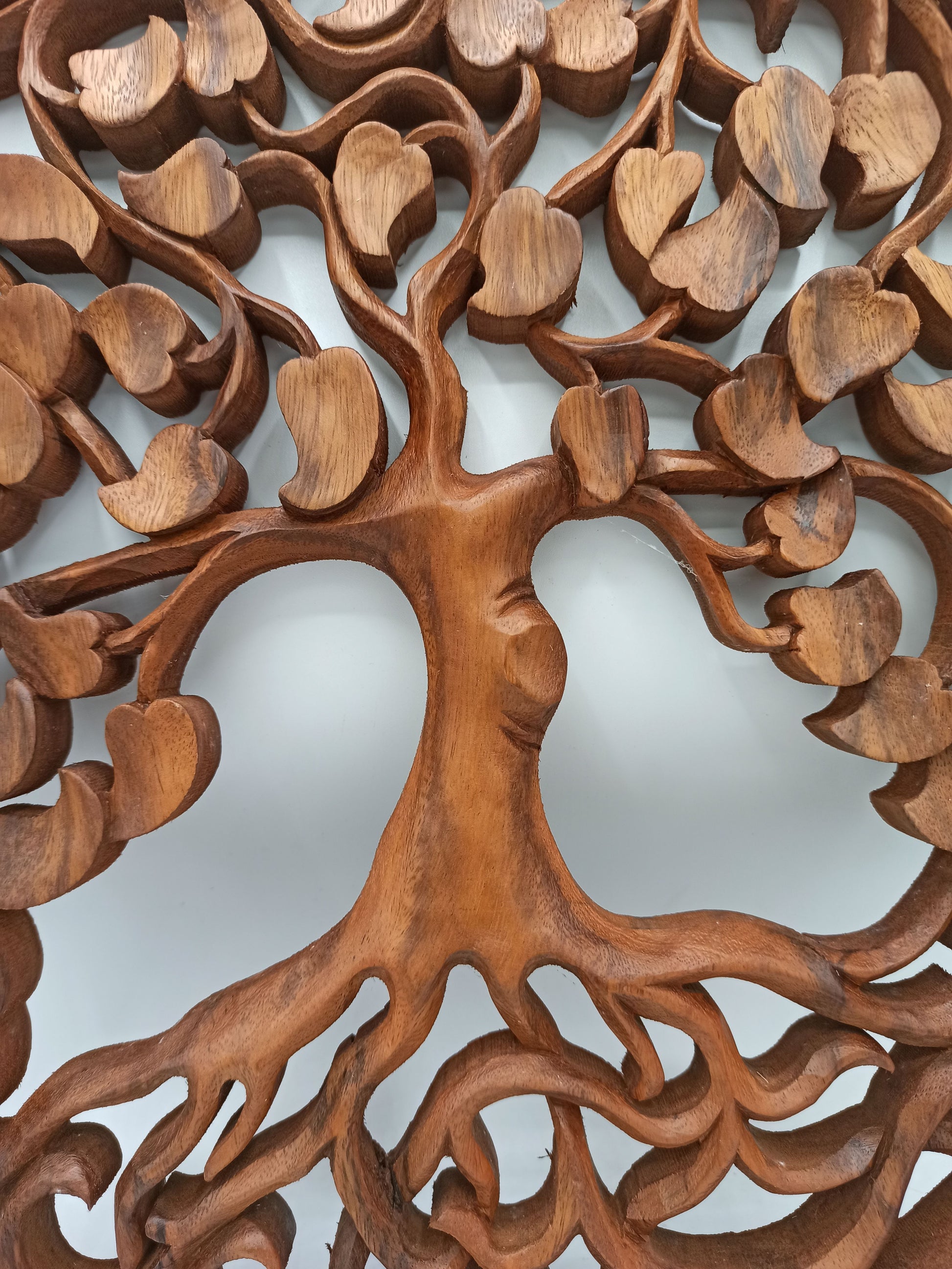 Détail du tronc et des branches maîtresses de l'arbre de vie en bois de suar
