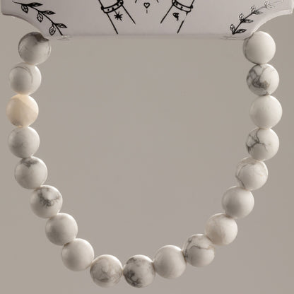 Bracelet Howlite Blanche Perles 6 mm – Élastique, 17 cm