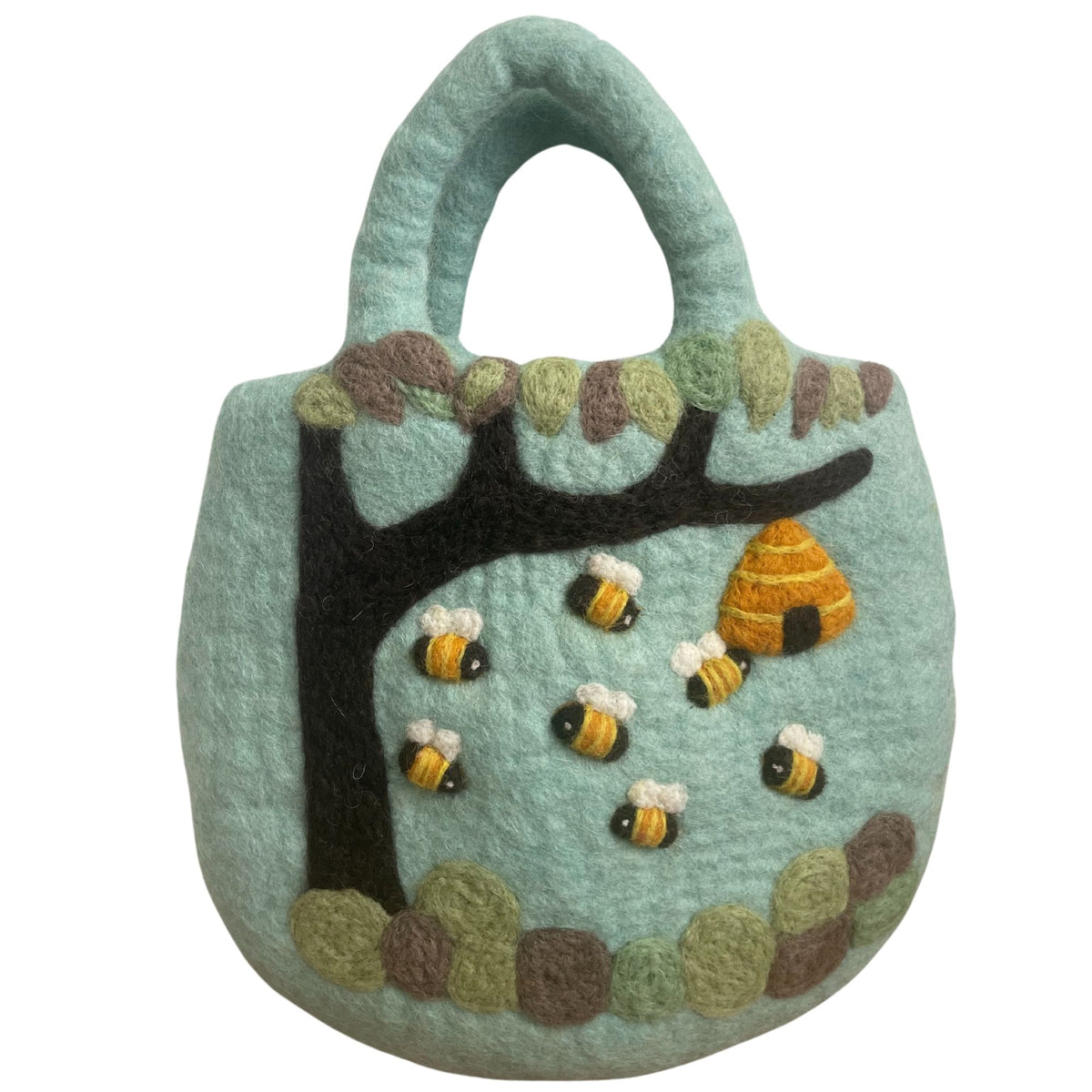 Sac en Feutre Arbre & Ruche – Feutré à l'Eau, 35 × 27 cm