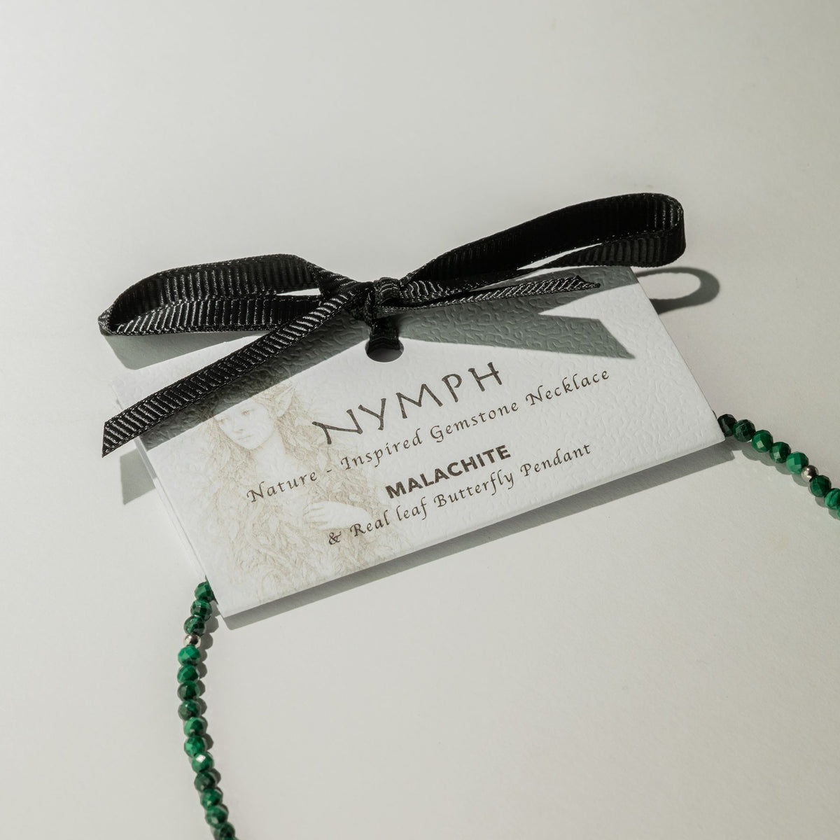 Collier Malachite – Pendentif Papillon en Véritable Feuille