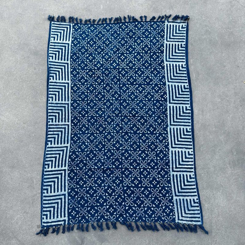 Détail du tissage et de l'impression indigo