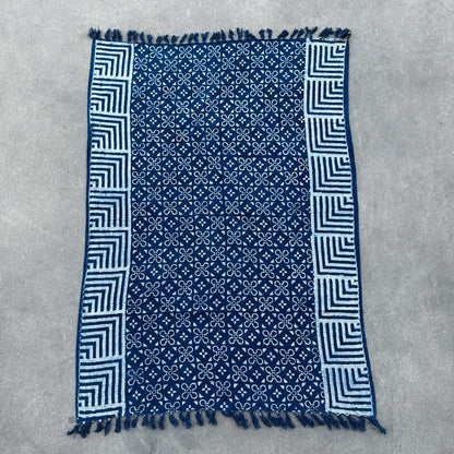 Détail du tissage et de l'impression indigo