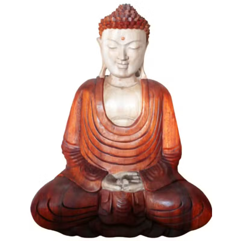 Bouddha en bois de suar prenant la terre à témoin, 40 cm
