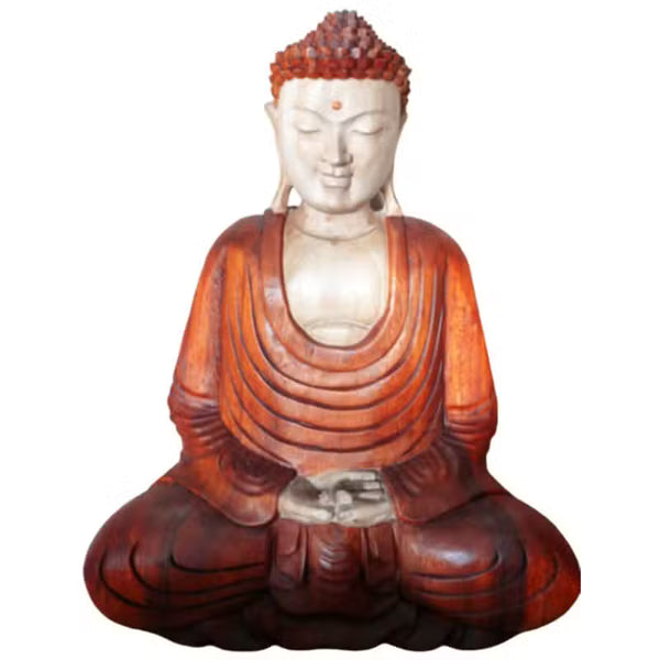 Bouddha en bois de suar prenant la terre à témoin, 40 cm