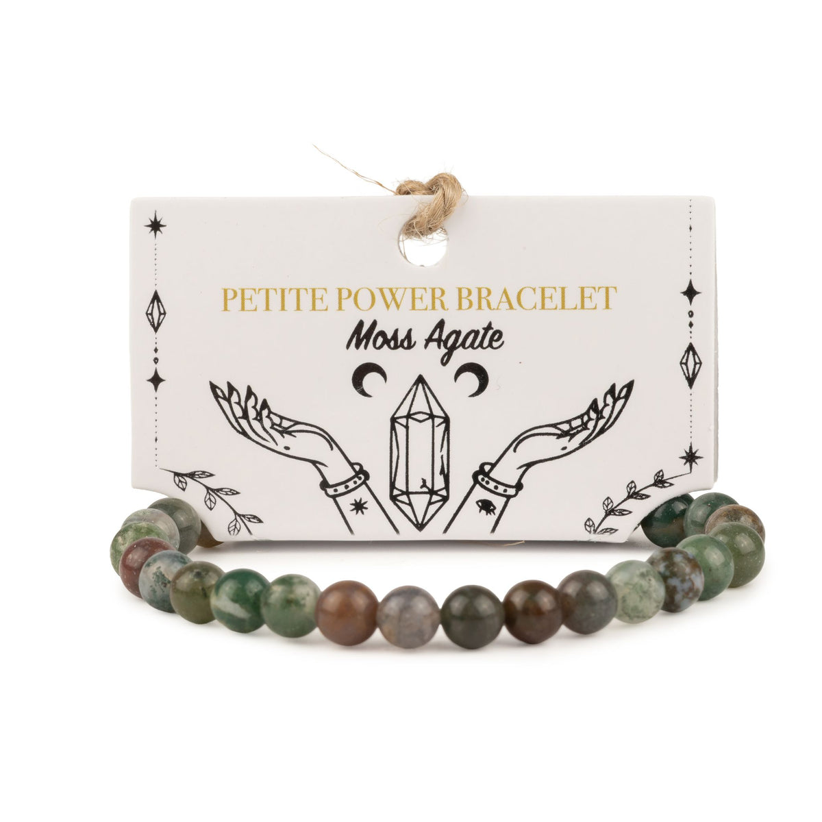 Bracelet Agate Mousse Perles 6 mm – Élastique, 17 cm