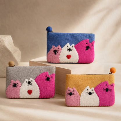 Lot de 3 Trousses en Feutre – Trois Gros Chats