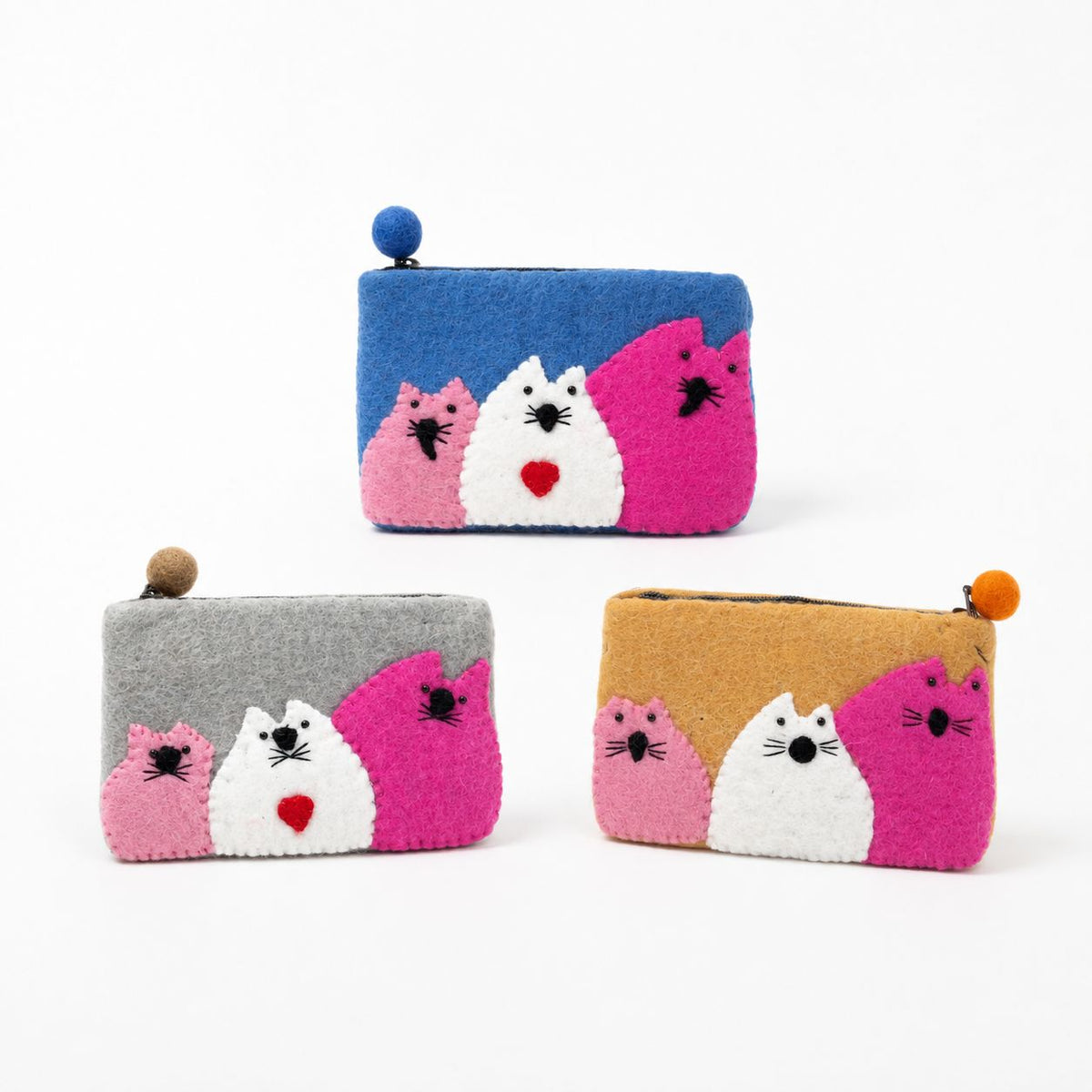 Lot de 3 Trousses en Feutre – Trois Gros Chats