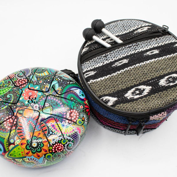 Tongue drum en acier 14 cm mandala de feuillages