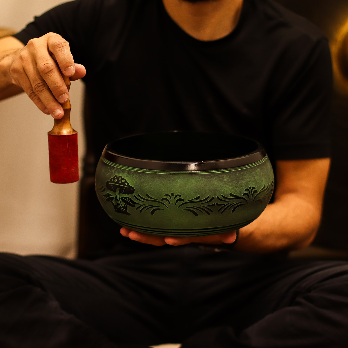 Détail du bol vert mousse