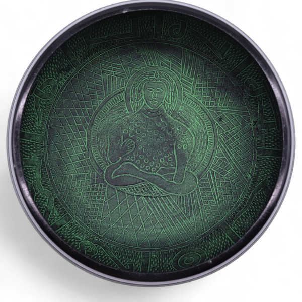 Bol chantant extra sonore en laiton vert mousse 23 cm