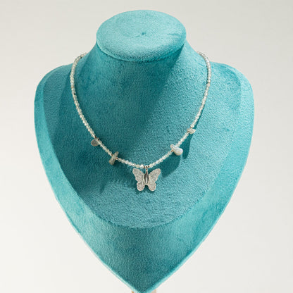 Collier Labradorite – Pendentif Papillon en Véritable Feuille