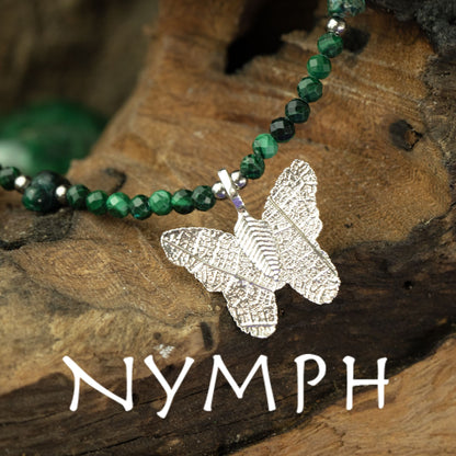 Collier Malachite – Pendentif Papillon en Véritable Feuille