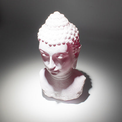 Lampe Buste de Bouddha – Abat-jour Craquelé Rose, 32 cm