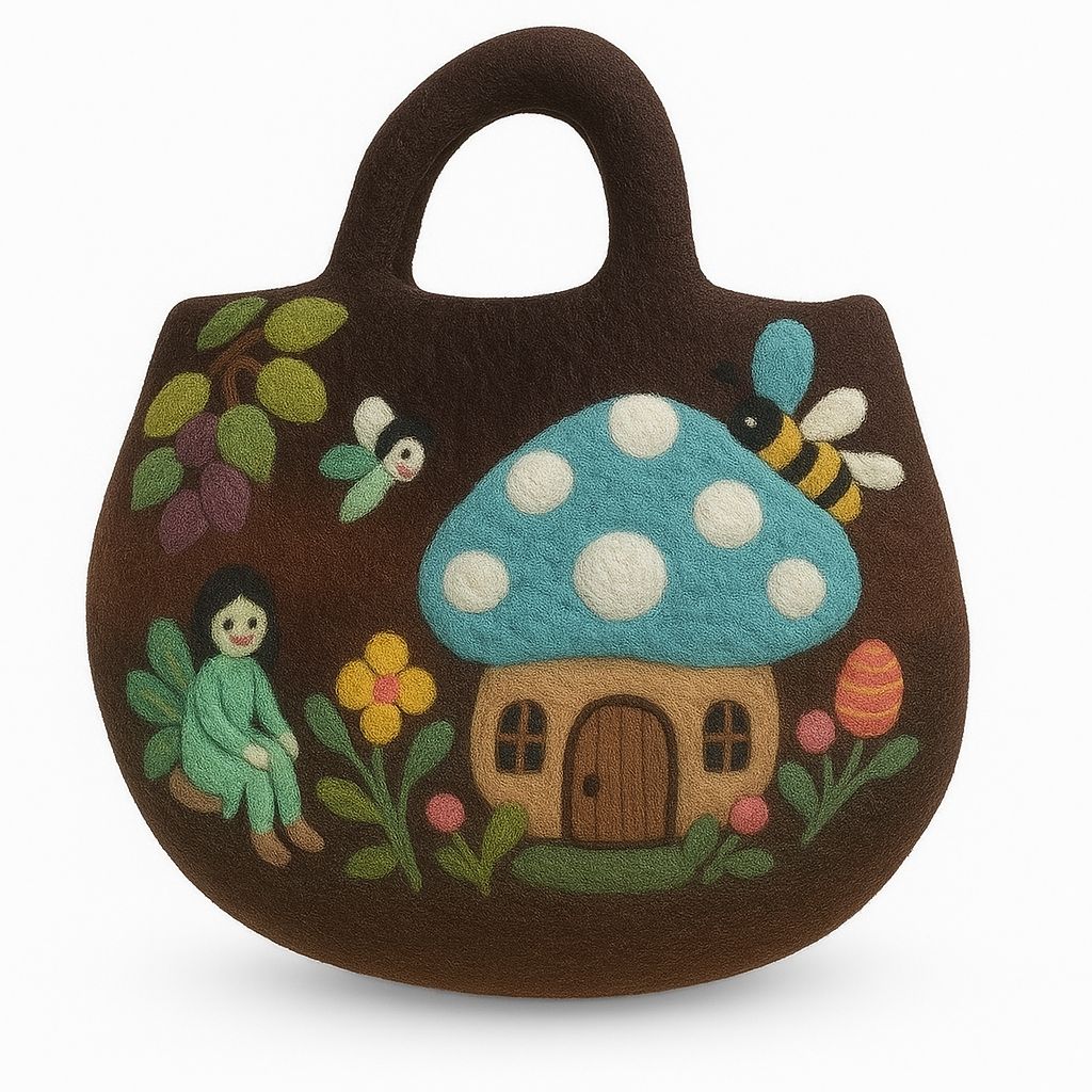 Sac en Feutre Jardin Féerique – Feutré à l'Eau, 35 × 27 cm