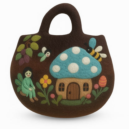 Sac en Feutre Jardin Féerique – Feutré à l'Eau, 35 × 27 cm