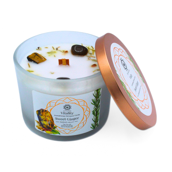 Bougie Parfumée Pierre Précieuse – Vitalité Gingembre Doux (256 g)