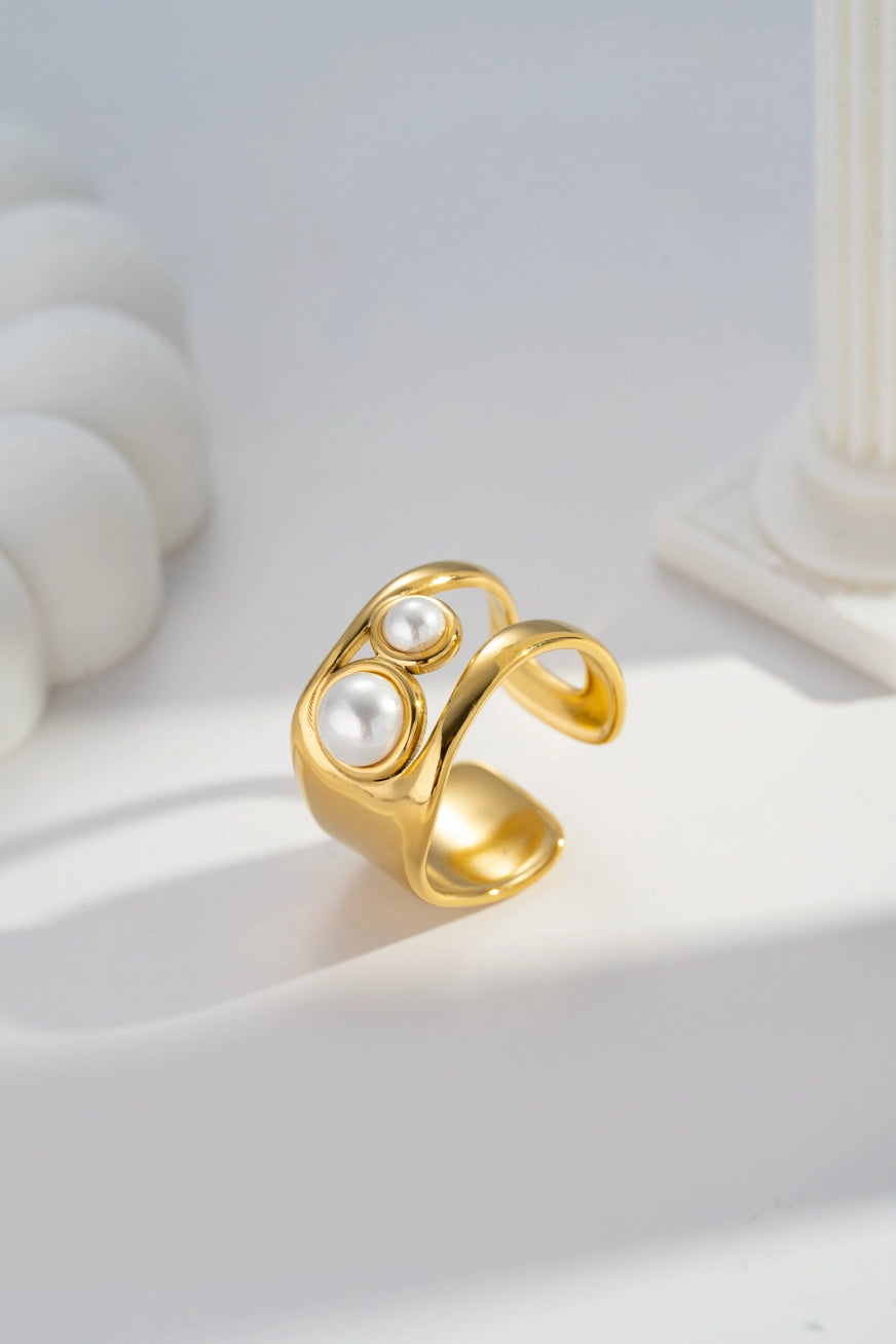 Bague design moderne en acier inoxydable ornée pierre nature