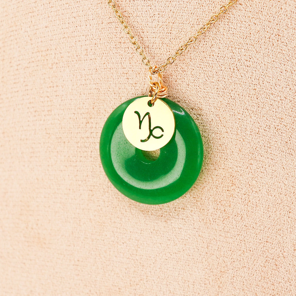 PERSONNALISÉ | Pendentif Donut en Jade + Charm Astro-0
