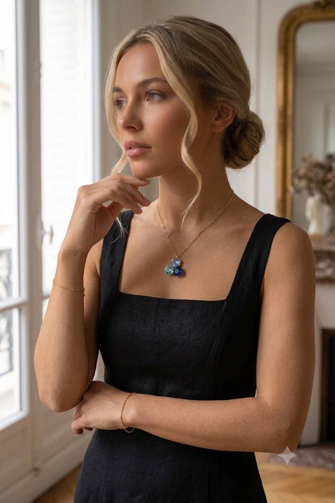 Collier Dégradé 3 Cristaux Doré – Acier Inoxydable • Harmonie & Éclat