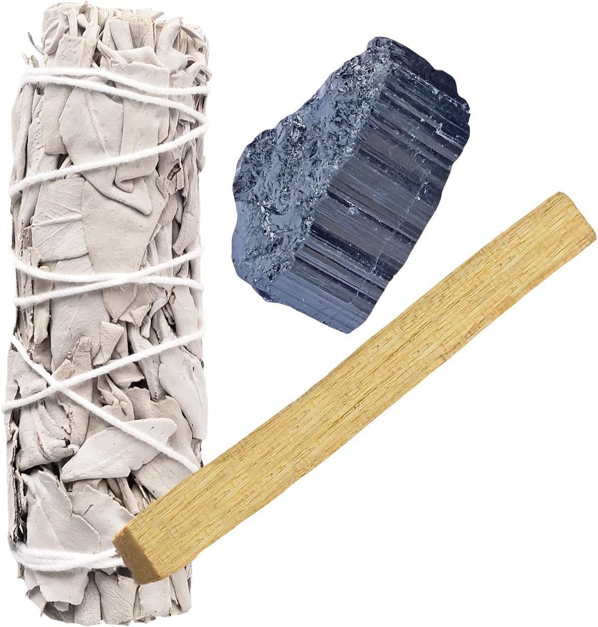 Ensemble de Sauge Blanche, Tourmaline Noire et Palo Santo