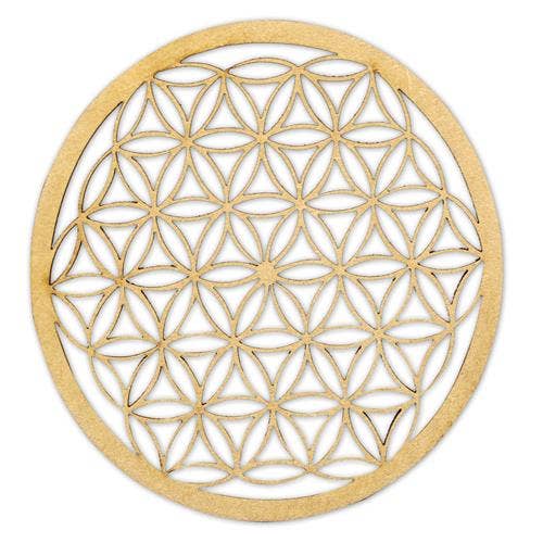 Grille de Cristal en Bois – Fleur de Vie (10 cm)