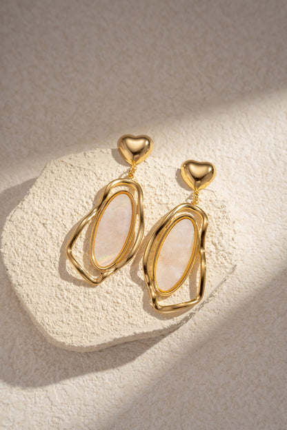 Boucles d’Oreilles Nacre & Abalone Dorées – Acier Inoxydable • Éclat Océanique