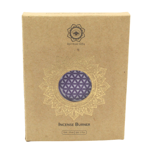 Brûleur d’Encens en Bois – Fleur de Vie Violette
