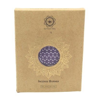 Brûleur d’Encens en Bois – Fleur de Vie Violette