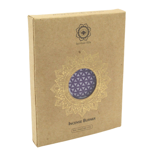 Brûleur d’Encens en Bois – Fleur de Vie Violette