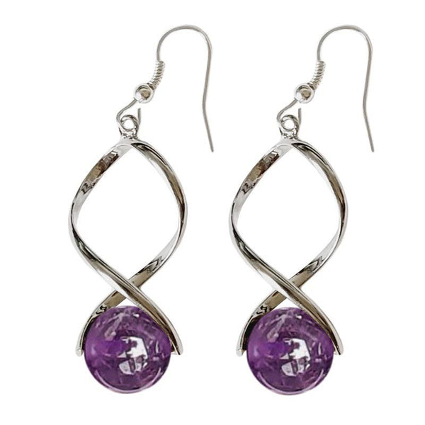 Boucles d'Oreilles Améthyste Billes 12 mm