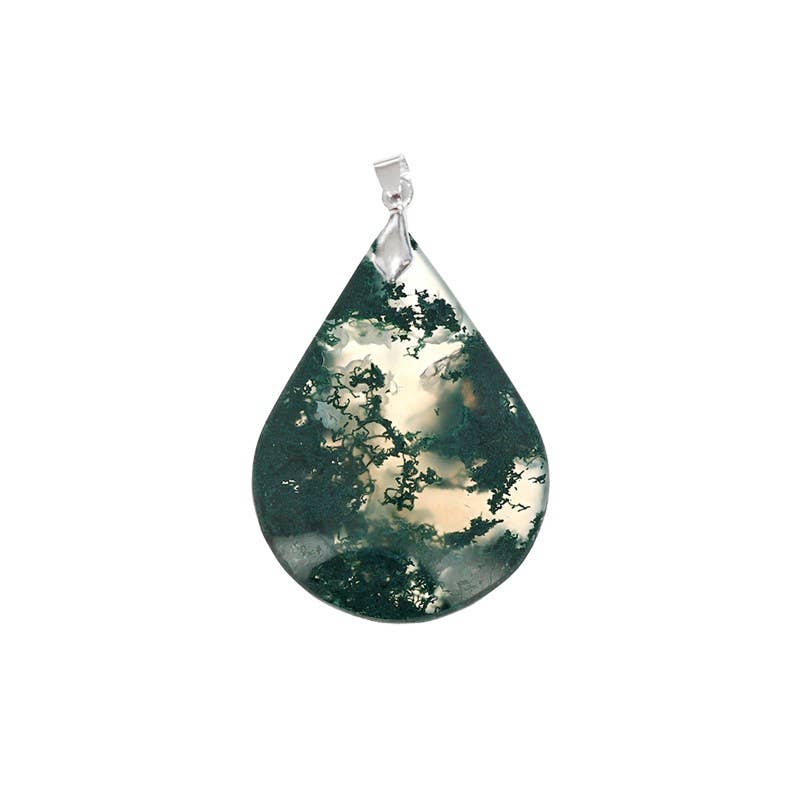 Pendentif Agate Mousse de Madagascar Goutte