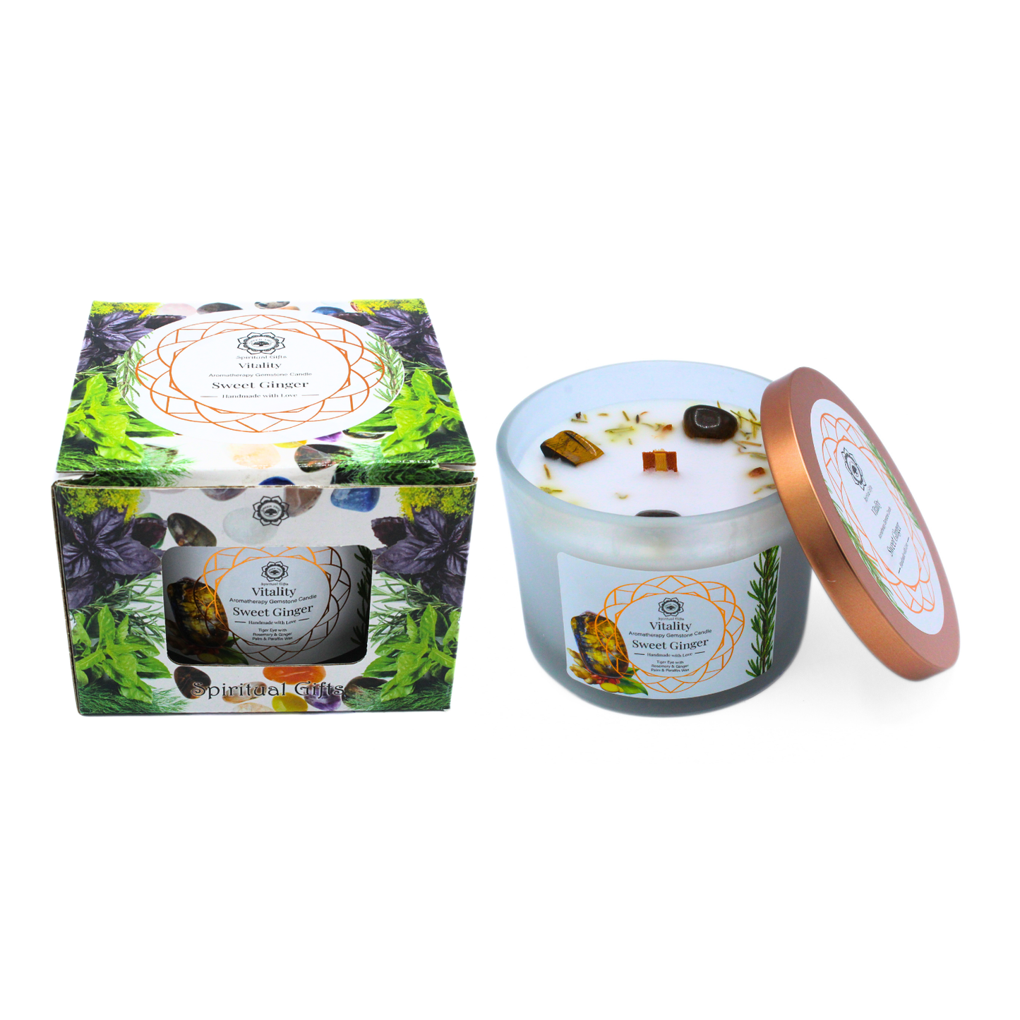 Bougie Parfumée Pierre Précieuse – Vitalité Gingembre Doux (256 g)