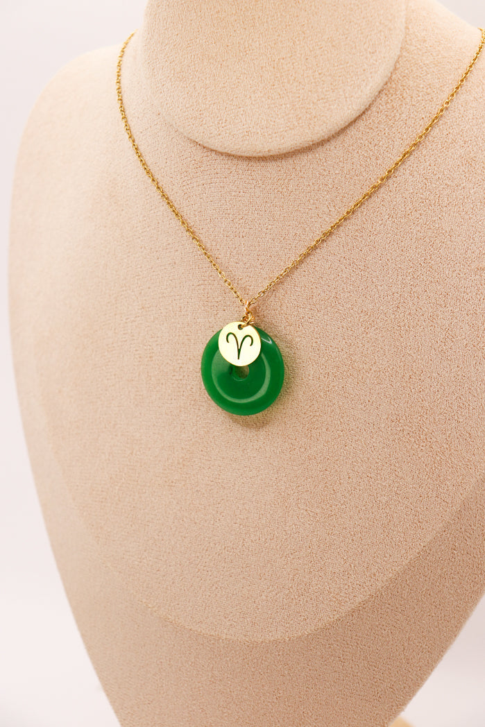 PERSONNALISÉ | Pendentif Donut en Jade + Charm Astro-5