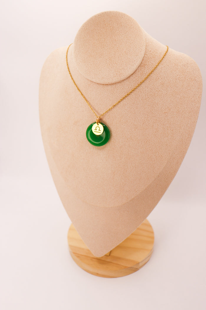 PERSONNALISÉ | Pendentif Donut en Jade + Charm Astro-11