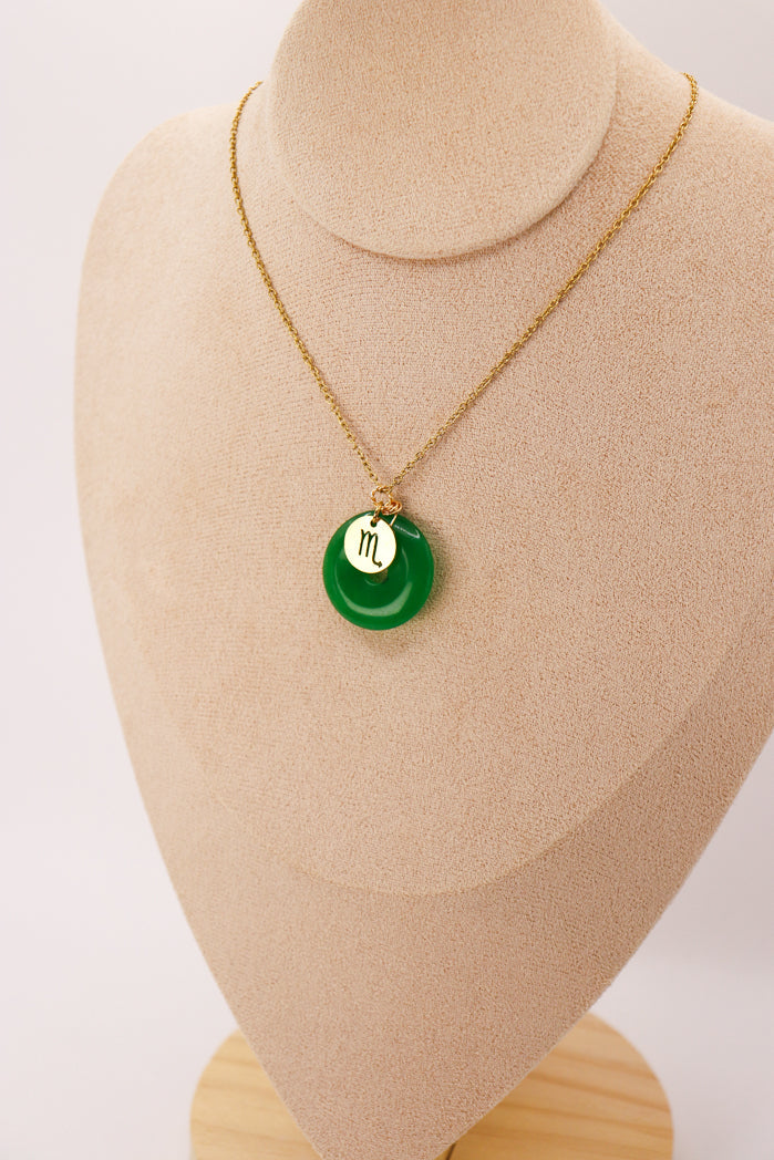 PERSONNALISÉ | Pendentif Donut en Jade + Charm Astro-12